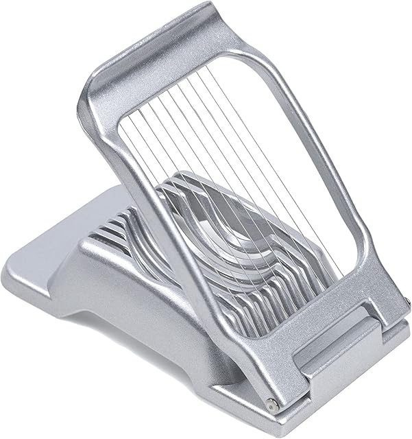 FXDM Egg Slicer, Egg Cutter for Hard Boiled Eggs, Aluminium Slicer for Egg Strawberry Mushroom Soft Fruit, Stainless Steel Wires, Dishwasher Safe & Easy to Clean, White