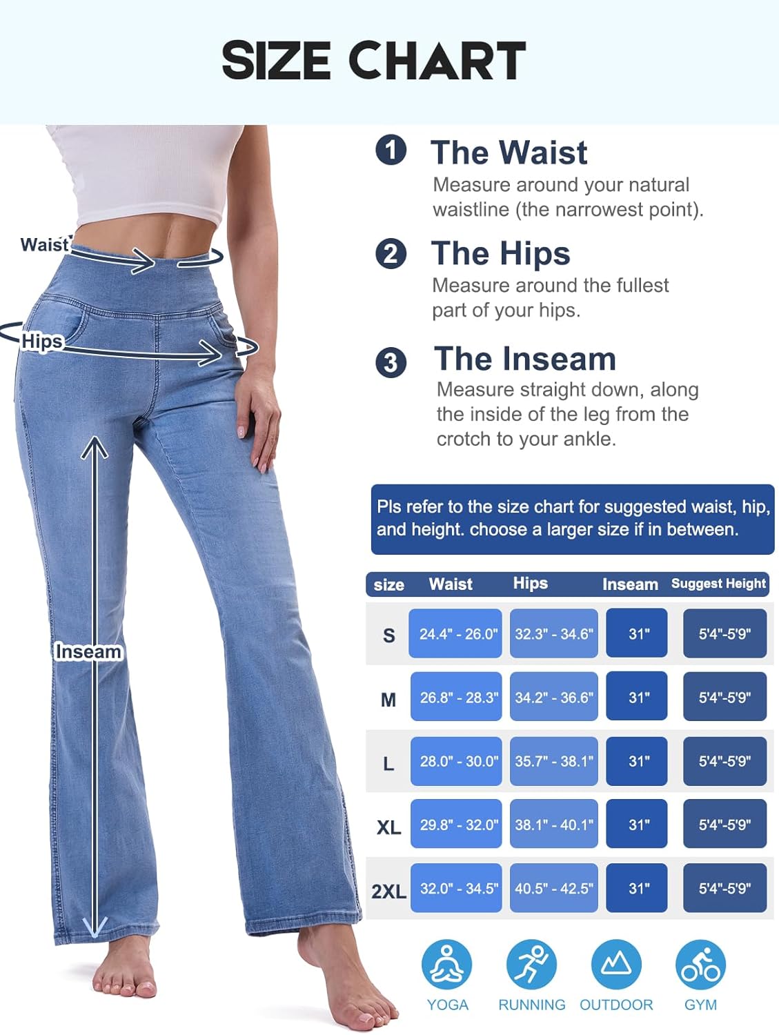 Pull on Flare Jeans for Women, Trendy Stretchy High Waisted Bell Bottom Skinny Boot Cut Jeans Legging for Women - Image 6