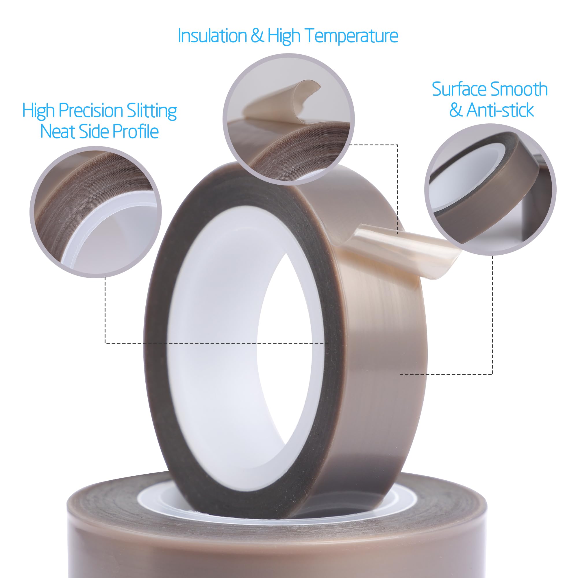Reines PTFE-Band, PTFE-Folienband, Hochtemperaturband aus PTFE-Folie, hellbraun, verschiedene unterstützte Größen (Hellbraun, 50mmx10m x0,08mm)