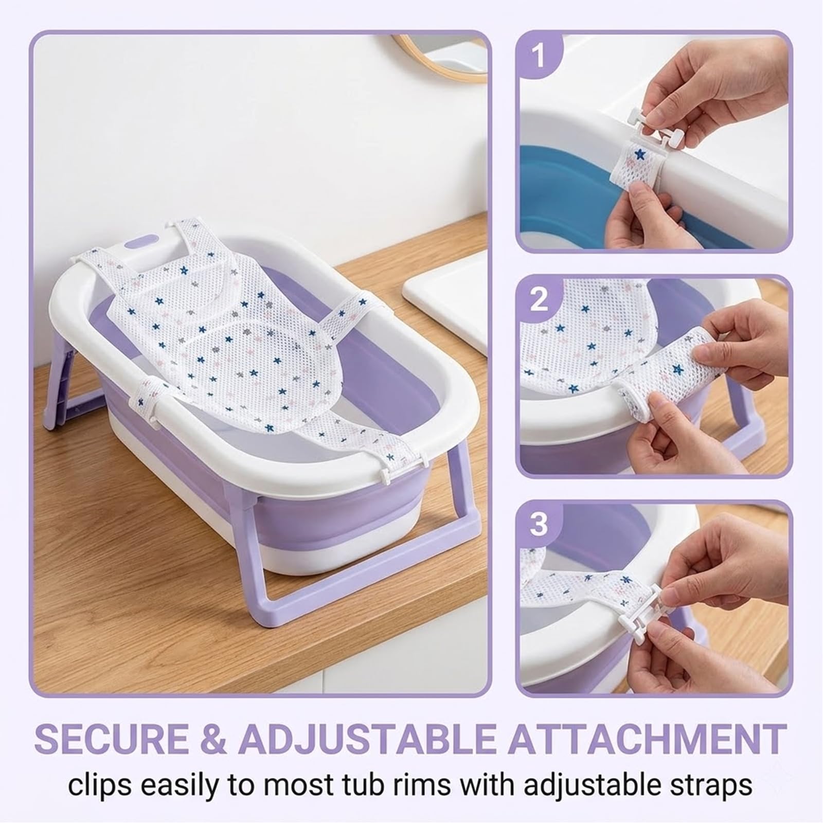 1 Pièce Coussin de Bain Ajustable Antidérapant, avec 2 Brosses à Shampooing Incluses, Tapis de Bain Réducteur de Glisse pour Bébés (6-24 Mois), Idéal comme Cadeau de Naissance