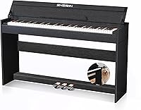 Vista 8 de Piano digital de 88 teclas con teclado pesado, soporte, cubierta, acción de martillo, teclado acústico eléctrico vertical de tamaño completo, pedal
