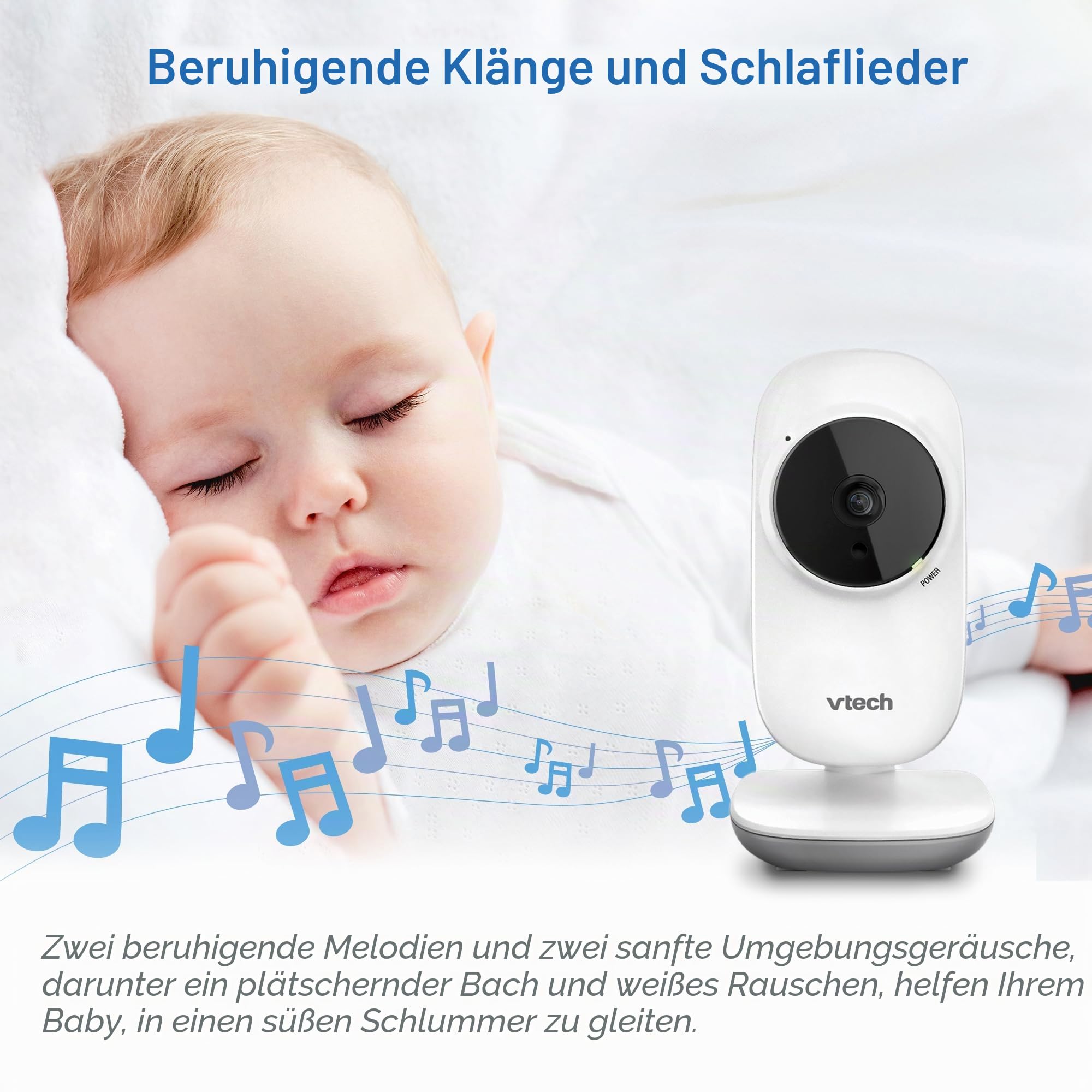 VTech VM3250 Video-Babyphone mit Kamera, 300 m Lange Reichweite, Babyphone mit 7,1 cm LCD-Bildschirm, bis zu 19 Stunden Video-Streaming, Nachtsicht, sichere Übertragung, Temperatursensor, beruhigende