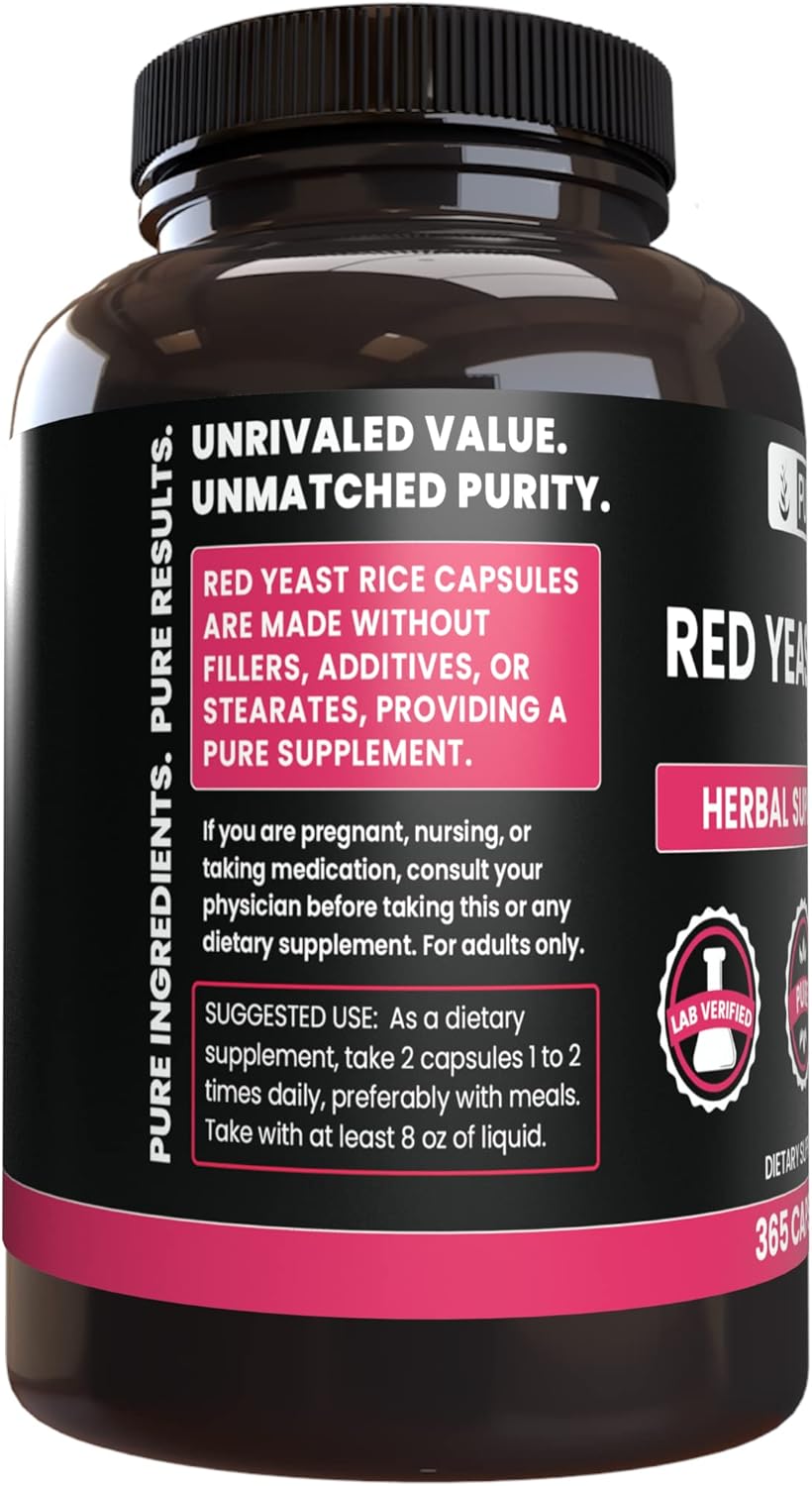 Pure Original Ingredients Red Yeast Rice (365 Capsules) No Magnesium Or Rice Fillers, Always Pure, Lab Verified : Health & Household