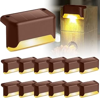 12 Pack Solar Deck Lights,Solar Step Lights,Solar Fence Lights,Waterproof Solar Patio Step Lights for Outdoor Step,Railing,Wall,Patio,Garden,Stair,Yard and Driveway Path
