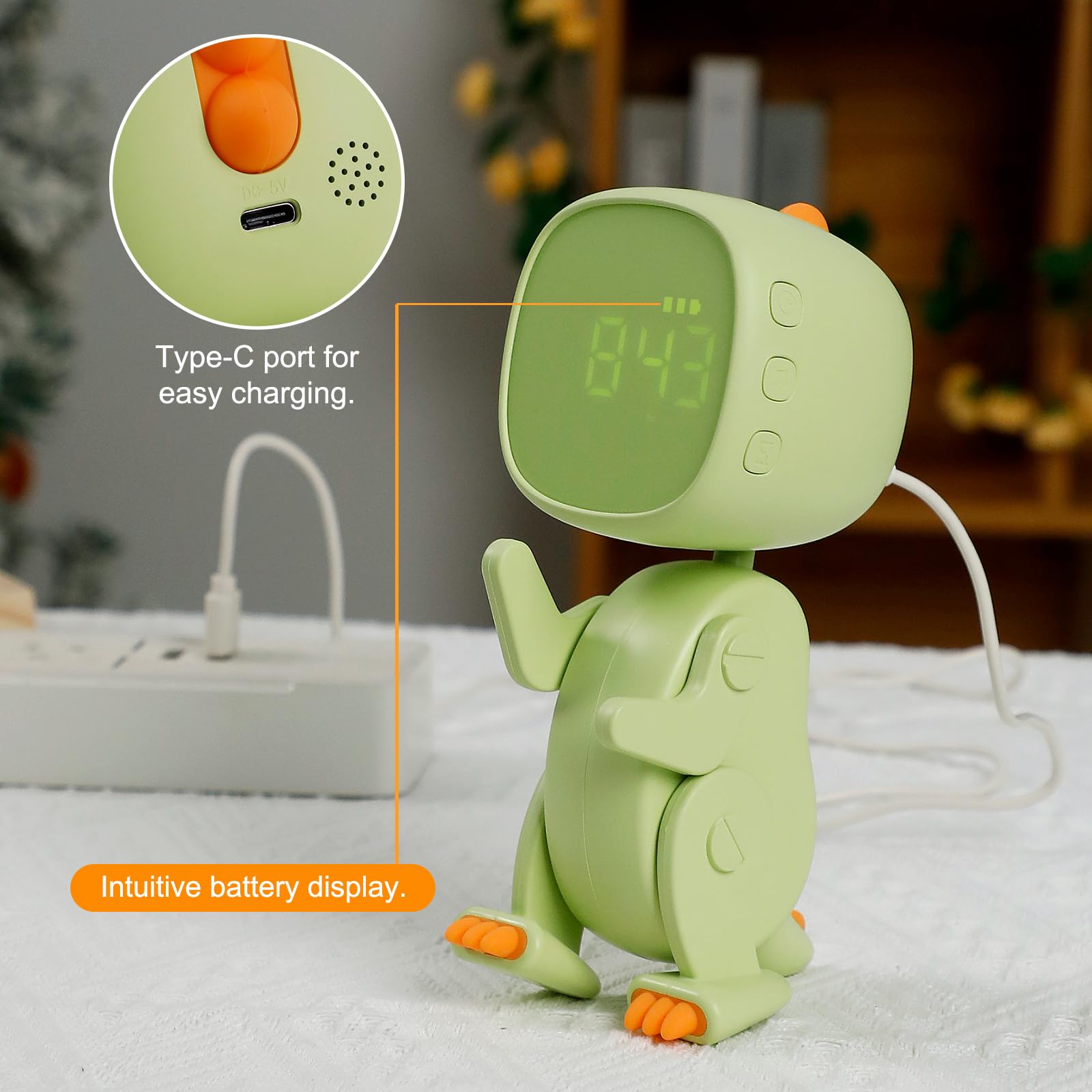 Homealexa Sveglia per Bambini Toast con Luce Notturna Silenziosa e Timer di Spegnimento Variabile, 12/24 Ore, Sveglia Digitale a 3 Allarmi, Regalo per Ragazzi e Ragazze