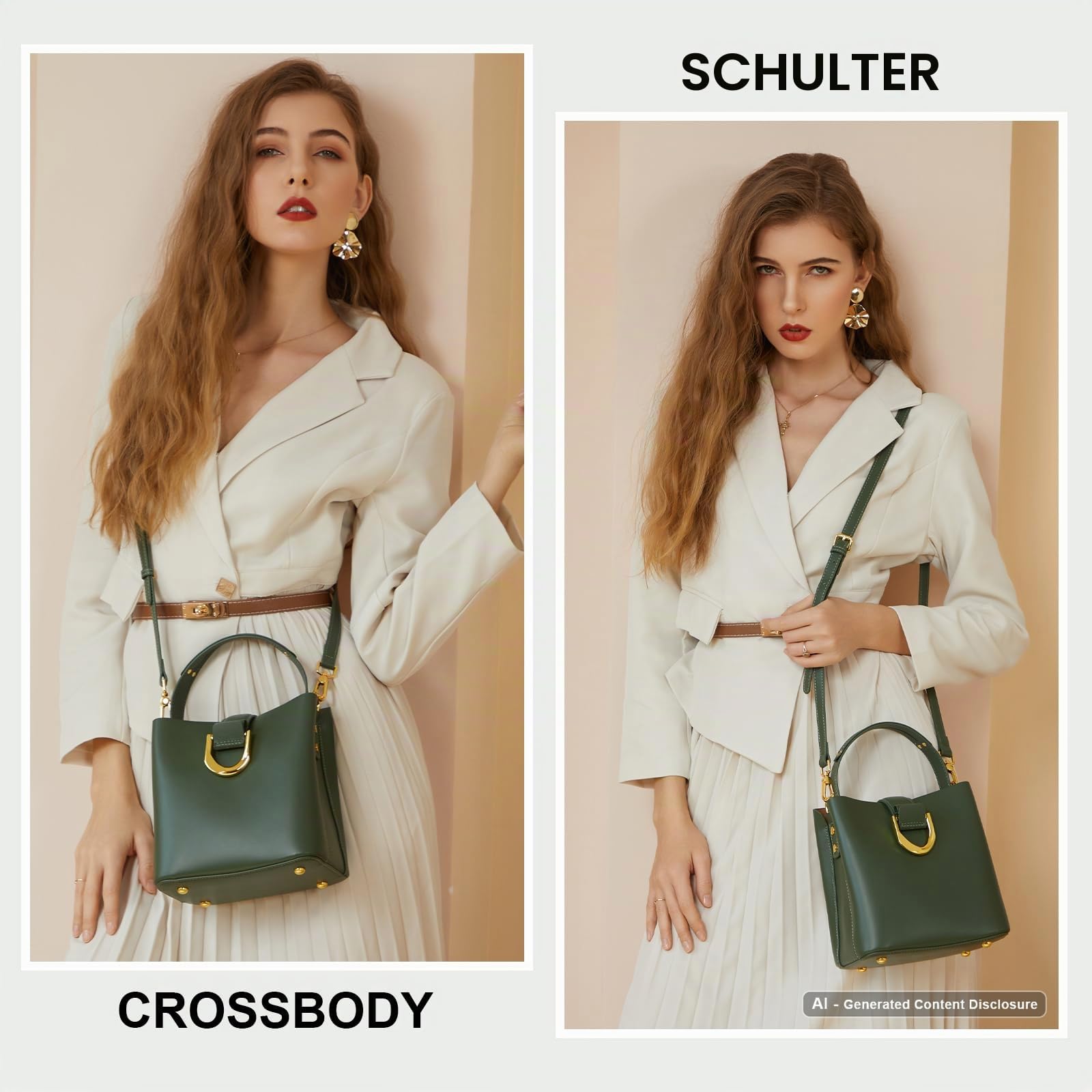 Leder-Umhängetasche, Schultertasche für Damen, Geldbörsen, Handtaschen, verstellbarer Riemen, Designer-Taschen