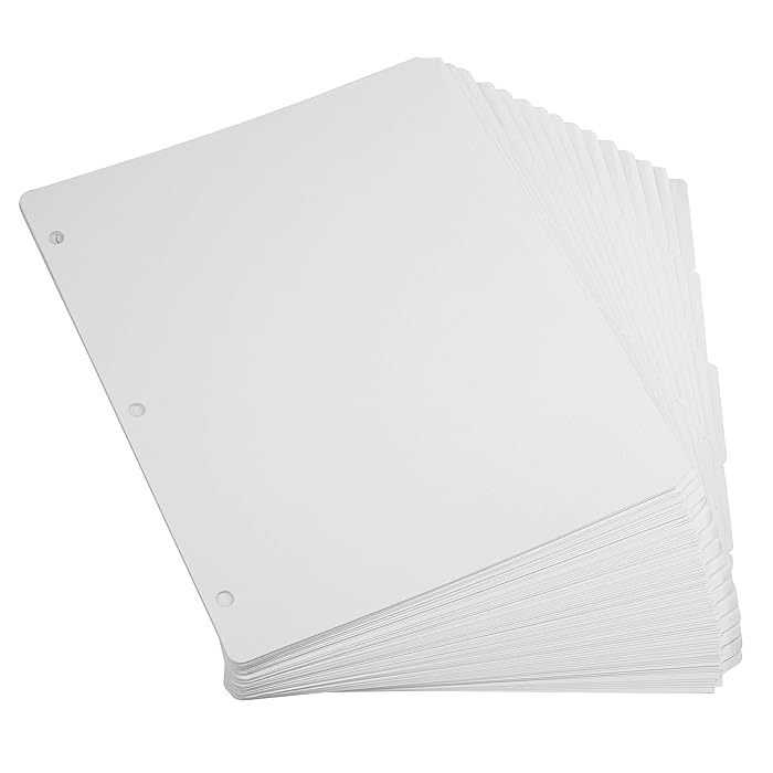 Buy Fasmov 120 Page Divider Pack 3 Ring Binder Dividers with Reinforced
