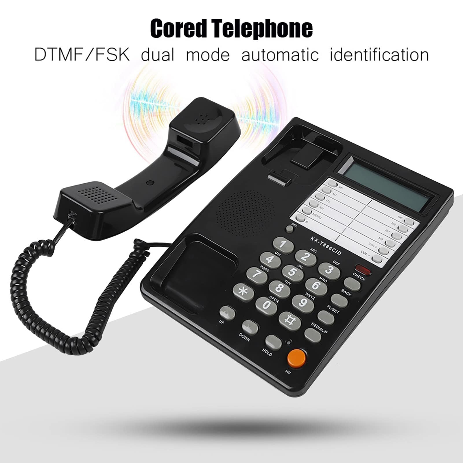 Schnurgebundenes Telefon mit Anrufbeantworter, Festnetztelefon Kaufen mit elastischem Kabel Wand Tischtelefon DTMF/FSK für Zuhause Hotel Büro