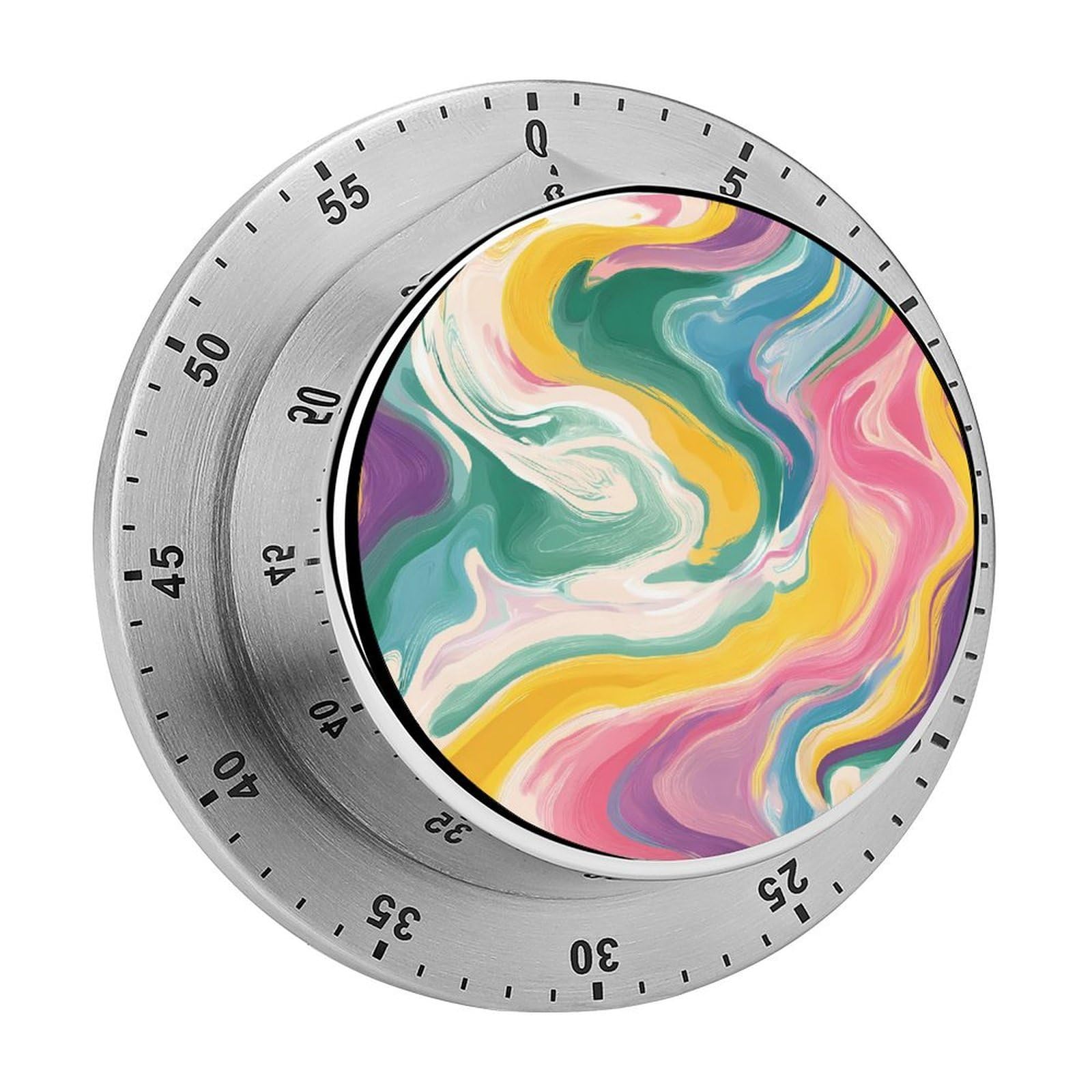 Colorful Tie-Dye Swirling Twisted Mechanical Timer with Alarm for Kitchen Cooking Productivity Stainless Steel Timers