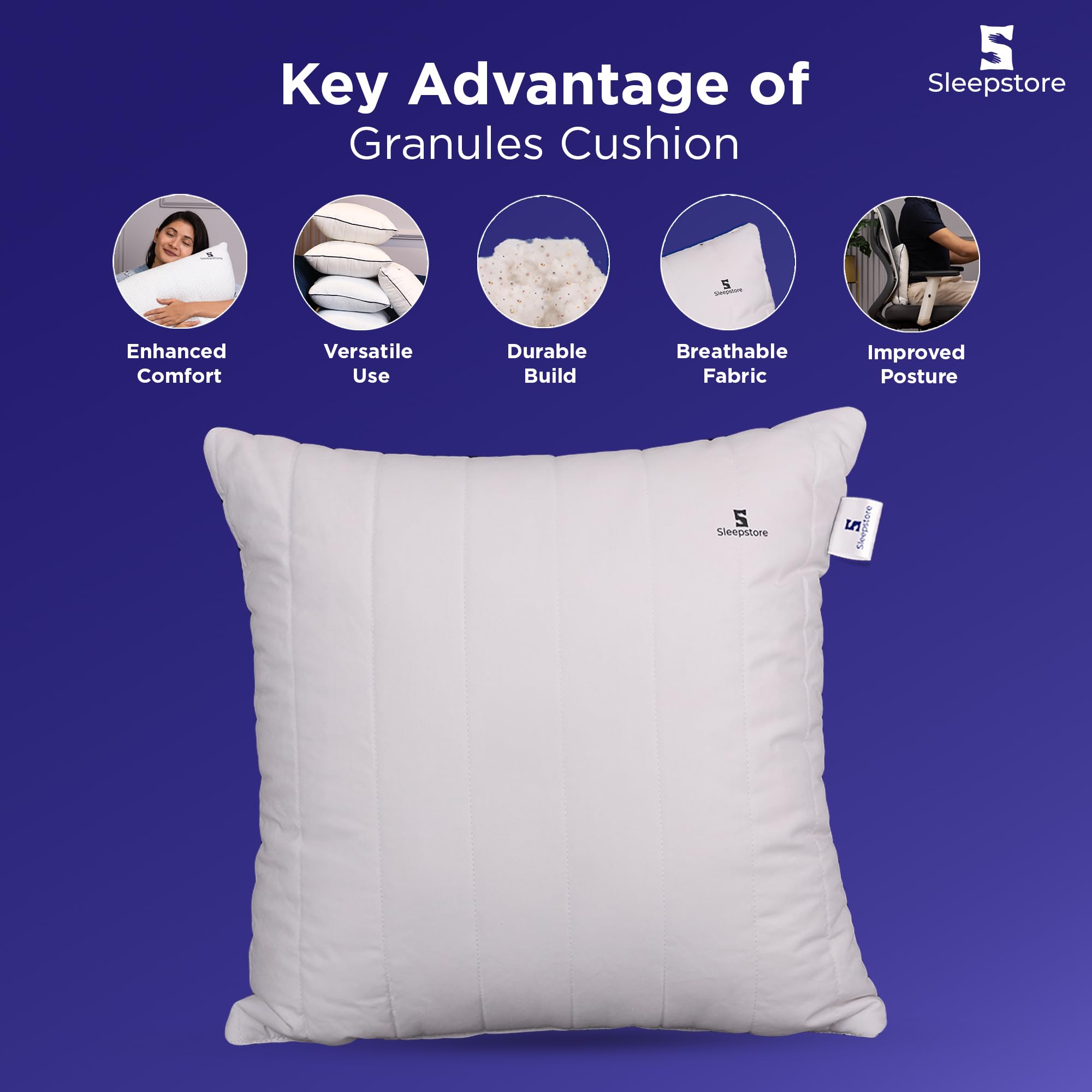 SleepStore Granules Cushion - Back Support & Comfort -3