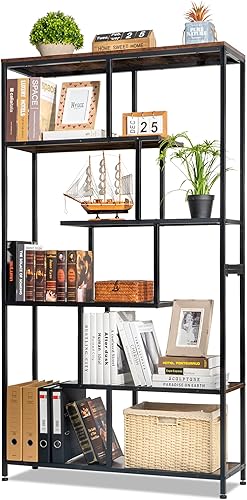 Tektalk Estantería rústica con 6 estantes abiertos, estantería de pie para libros, estantes organizadores de almacenamiento para dormitorio, sala de disponible en Yaxa Colombia