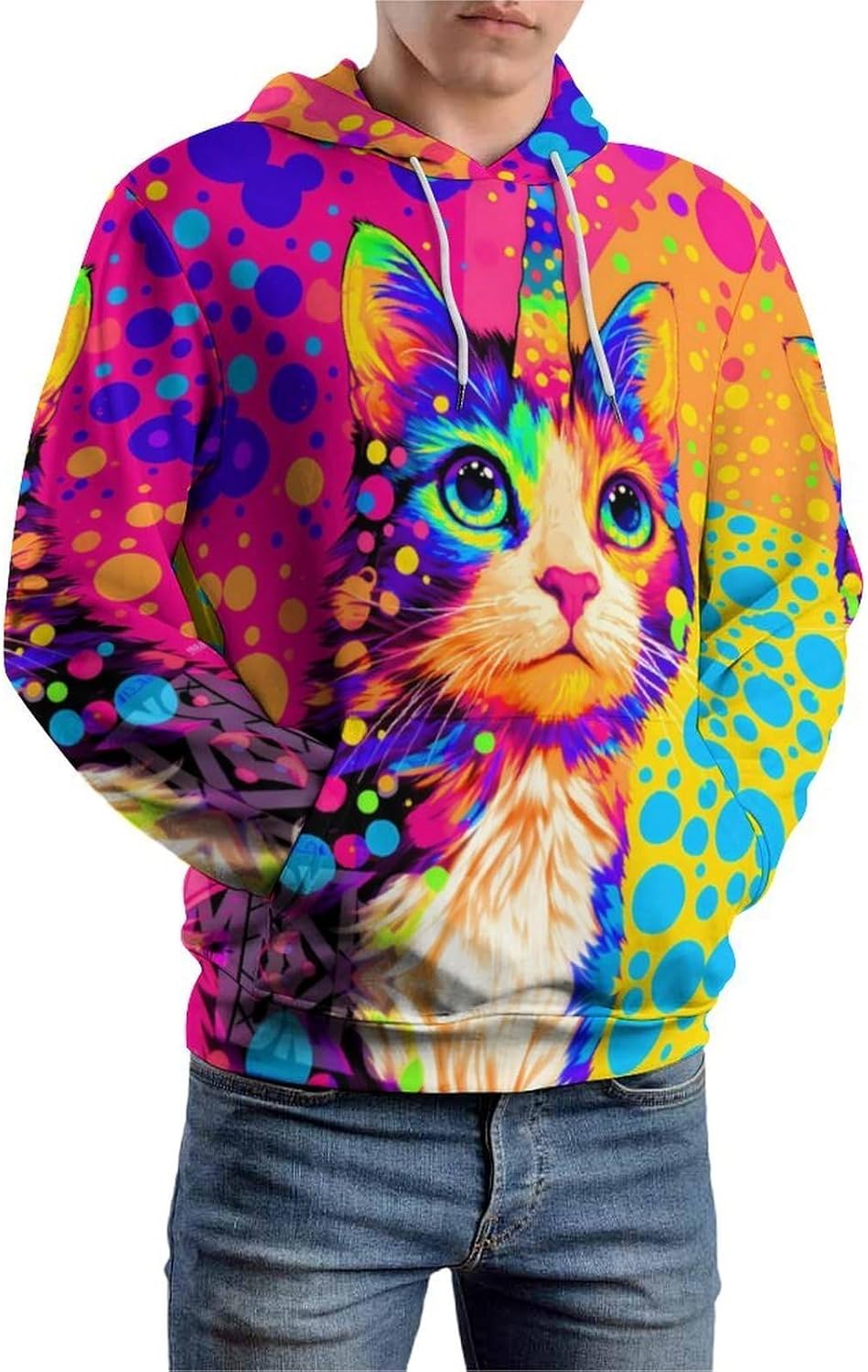 Men's Hoodies Graphic Cool 3D Animal Print Long Sleeve Pullover Hoodie Sweatshirt with Pocket - Image 4