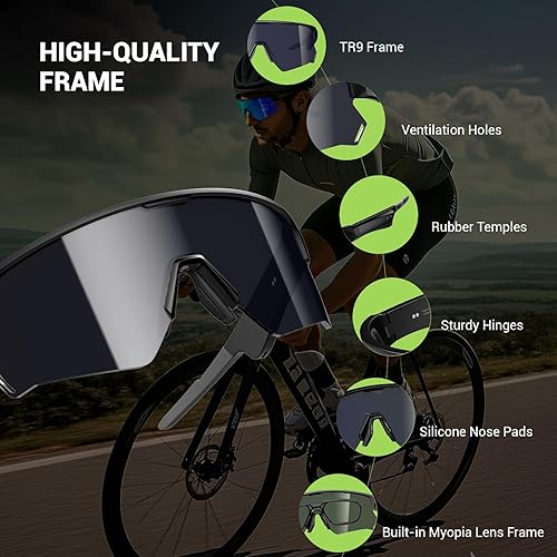 Miniatura 7 de Blackview Lentes inteligentes, 5.3 gafas de sol Bluetooth con altavoz de oído abierto, compatible con asistente de voz, lente de bloqueo de luz