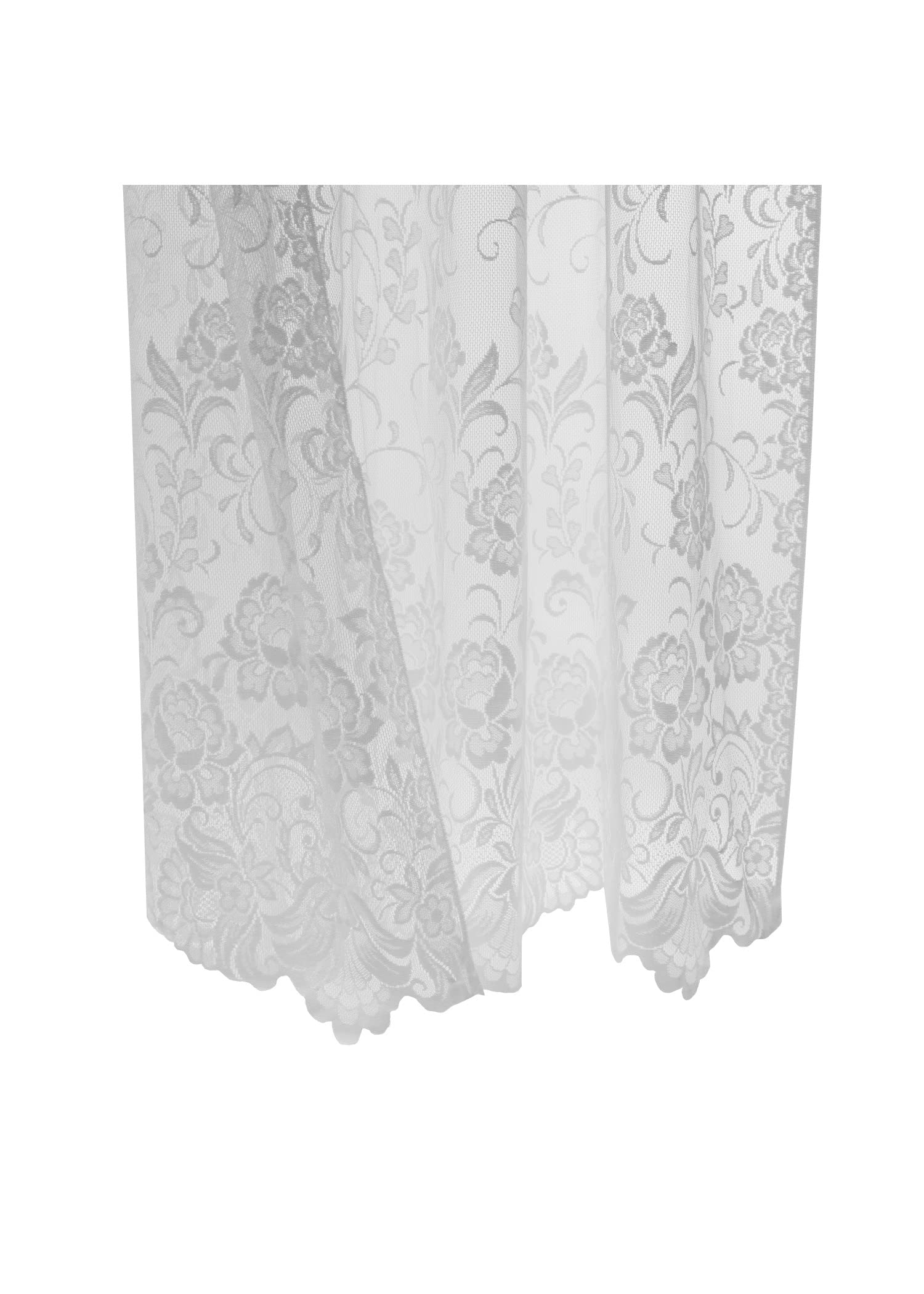 LOFT LIVING Louis Spitzenvorhang – 140 X 160 Cm, Besticktes Blumenmuster, Weiß, Aus Polyester
