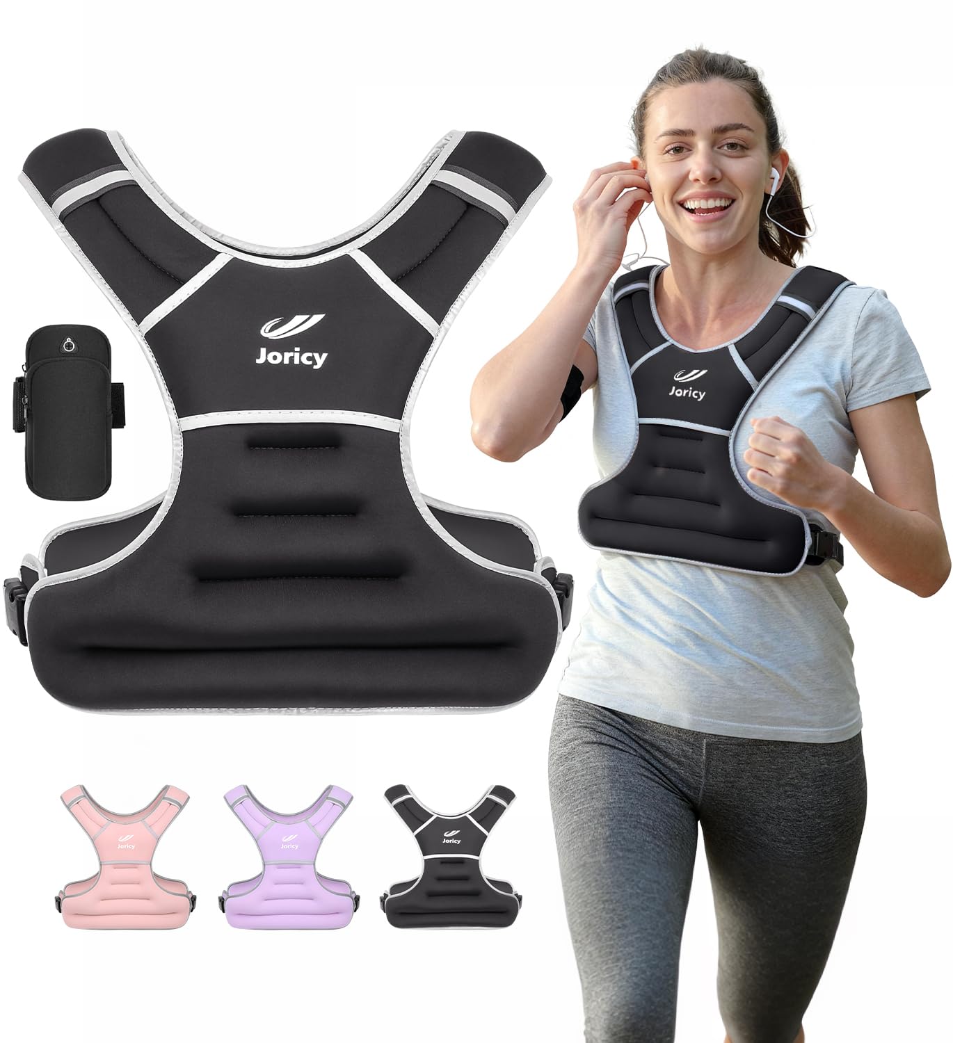 weighted vest woman men 6lb 8lb 10lb 12lb 15lb 18lb 20lb 25lb weight vest for women, rucking vests with reflective stripe for walking running workout strength training weight loss fitness weightlifting