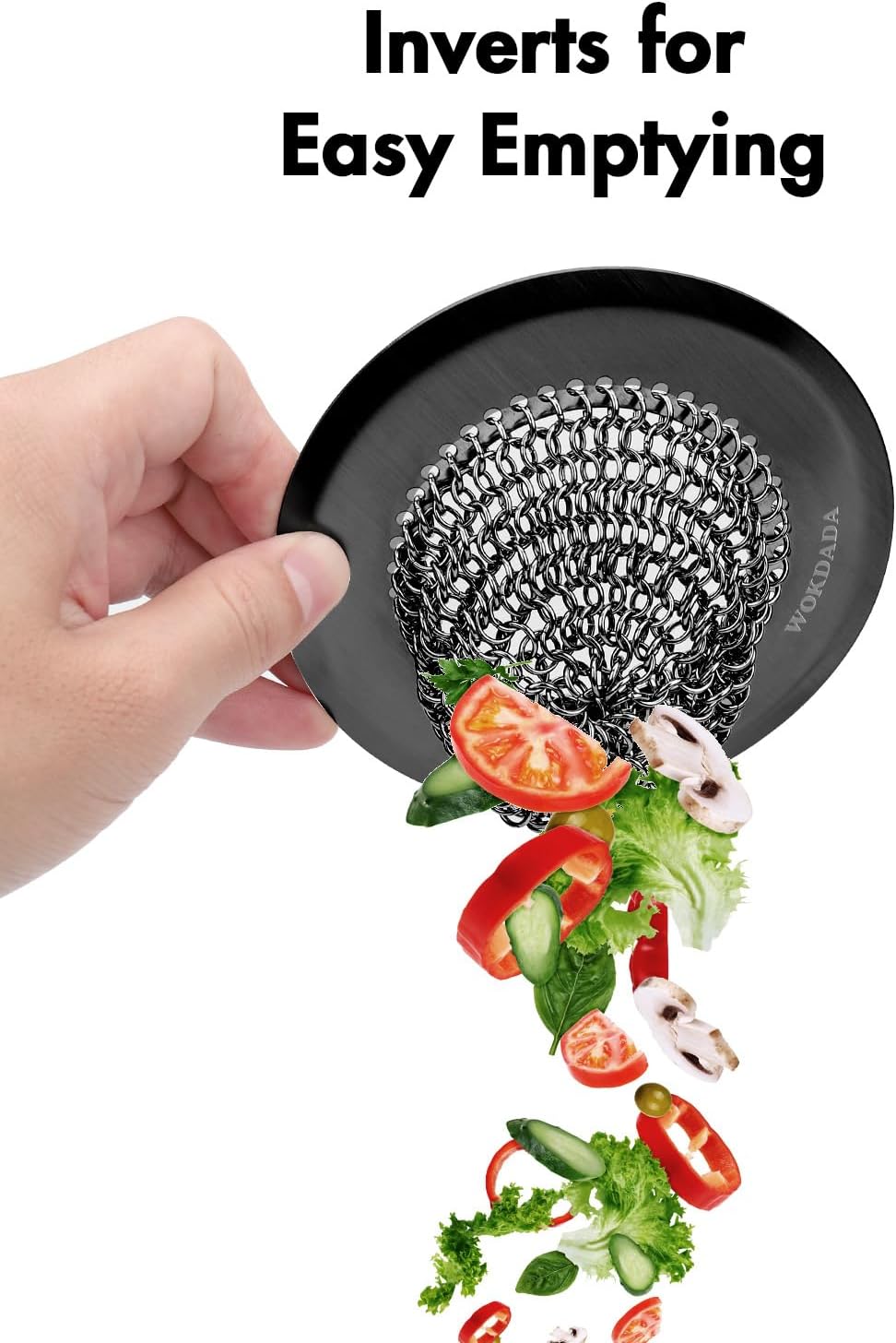 Revolutionary Kitchen Sink Drain Strainer, Patented Reversible Kitchen Sink Strainer, 304 Stainless Steel Sink Strainer Basket, Anti-Clogging & Handmade, Fit US Standard 3-1/2'' Sink Hole, Black