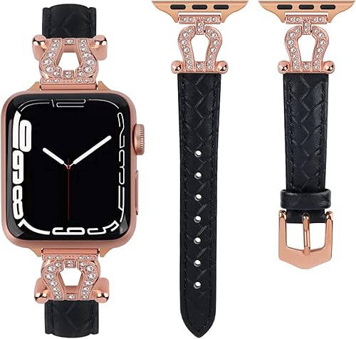 mxiixnai Correas de cuero compatibles con Apple Watch Band para mujeres de 1.496 in, 1.575 in, 1.614 in, 1.654 in, 1.732 in, 1.772 in, 1.929 in