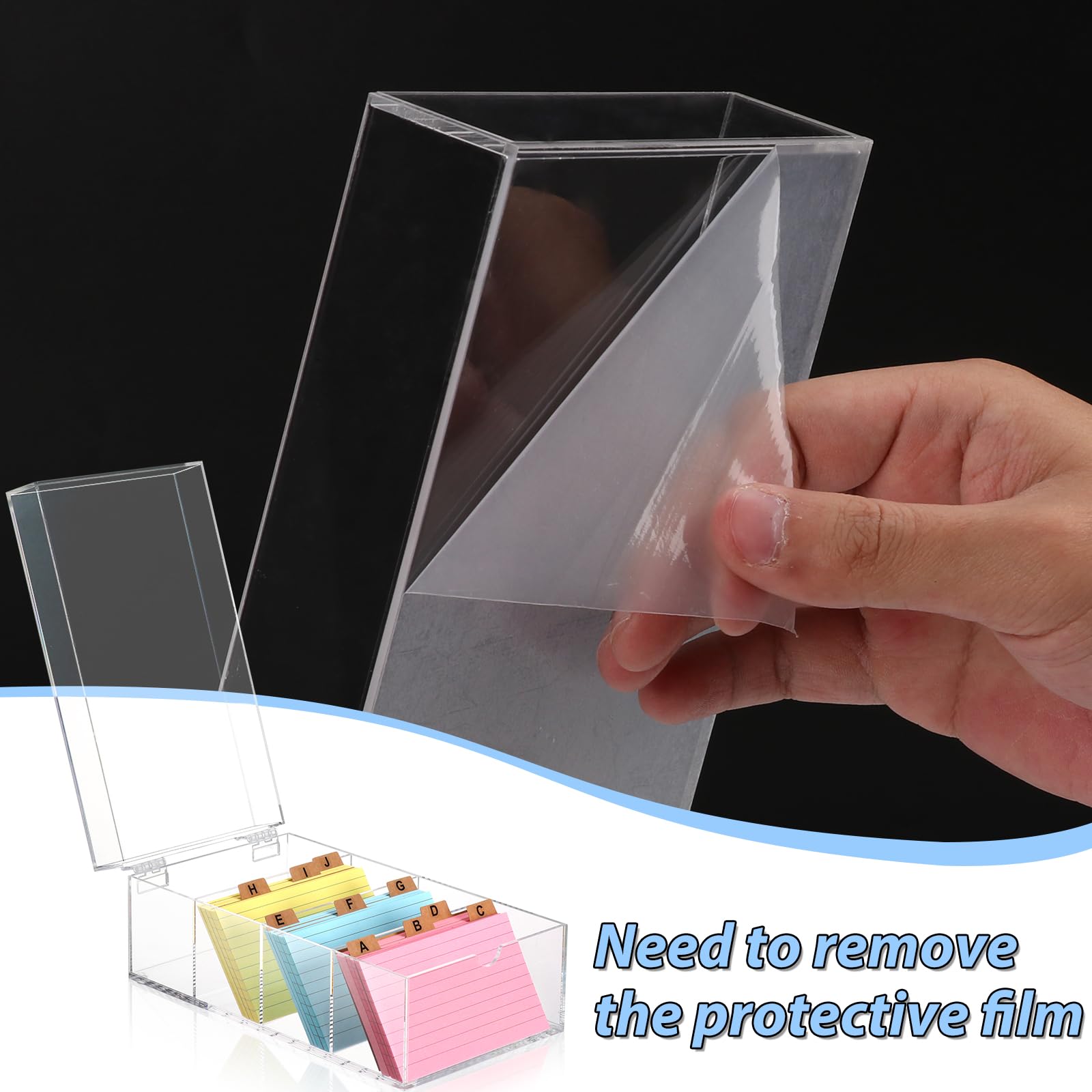 3 x 12,7 cm in acrilico trasparente indice scatola porta schede note organizzatore con 150 schede a righe a righe 30 divisori in carta kraft adesivi A-Z 4 divisori per contenere 600 carte, note,
