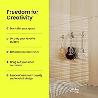 Vista 5 de String Swing CC01K-BW Soporte de pared para guitarras acústicas y eléctricas con soporte de pared de nogal negro