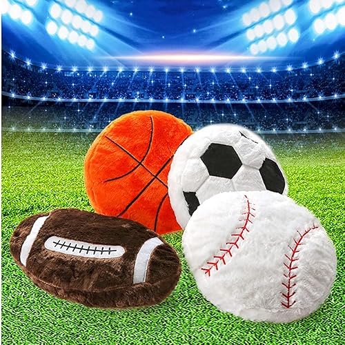 Miniatura 6 de XIYUAN Paquete de 2 almohadas de fútbol de 13.8 pulgadas, almohada de fútbol rellenas, pelotas deportivas, juguete suave y duradero, para fútbol,