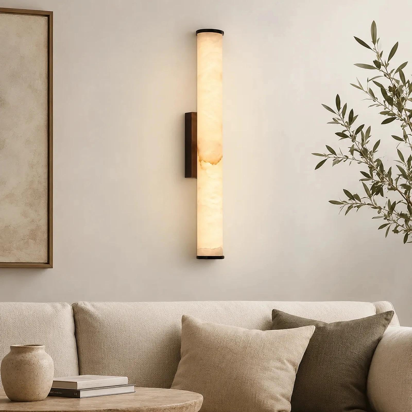 Wall Lights Natural Marble Sconce, 3000K LED Stone Lamp for Living Roo