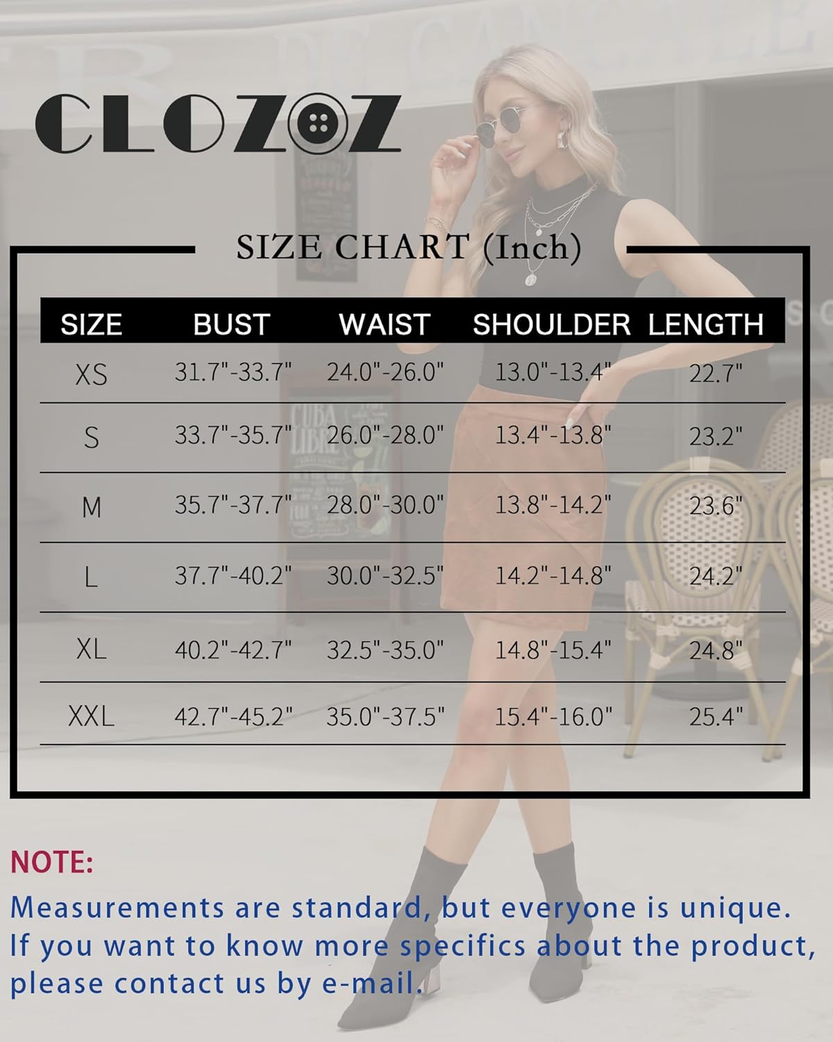 CLOZOZ Turtle Neck Tank Tops for Women Sleeveless Mock Neck Turtlenecks Slim Fitted Tops - Image 6