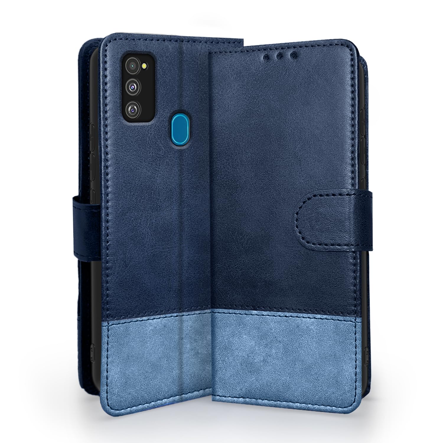 Pikkme Samsung Galaxy M30s / M21 / M21 (2021) Flip Cover | Dual-Tone PU Leather Finish | Wallet Style & Stand | Magnetic Flip Case for Samsung Galaxy M30s / M21 / M21 (2021) (Navy & Light Blue) (B0CQXPP8X5) Amazon Price History, Amazon Price Tracker