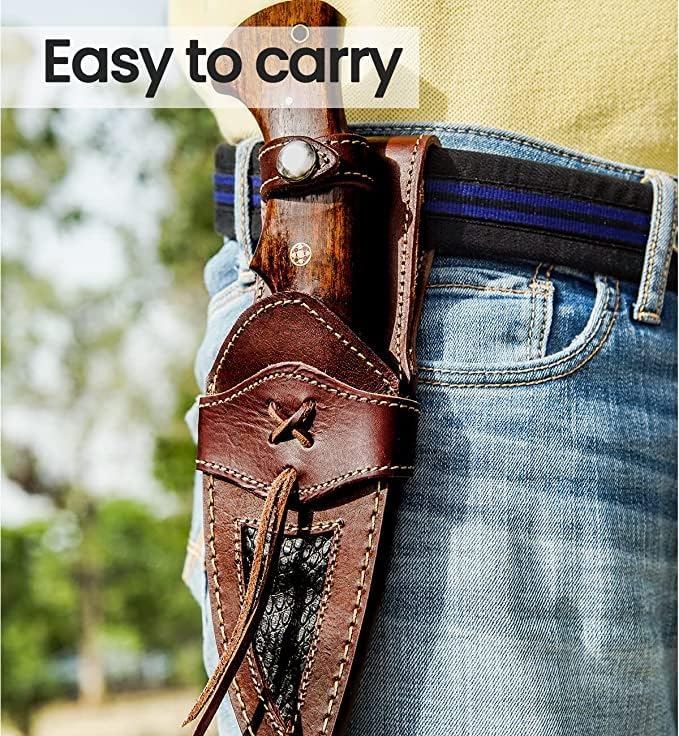 Miniatura 7 de Cuchillo de caza de Damasco hecho a mano, cuchillo de bushcraft con funda, cuchillo de supervivencia de 10 pulgadas para hombres, cuchillo de hoja