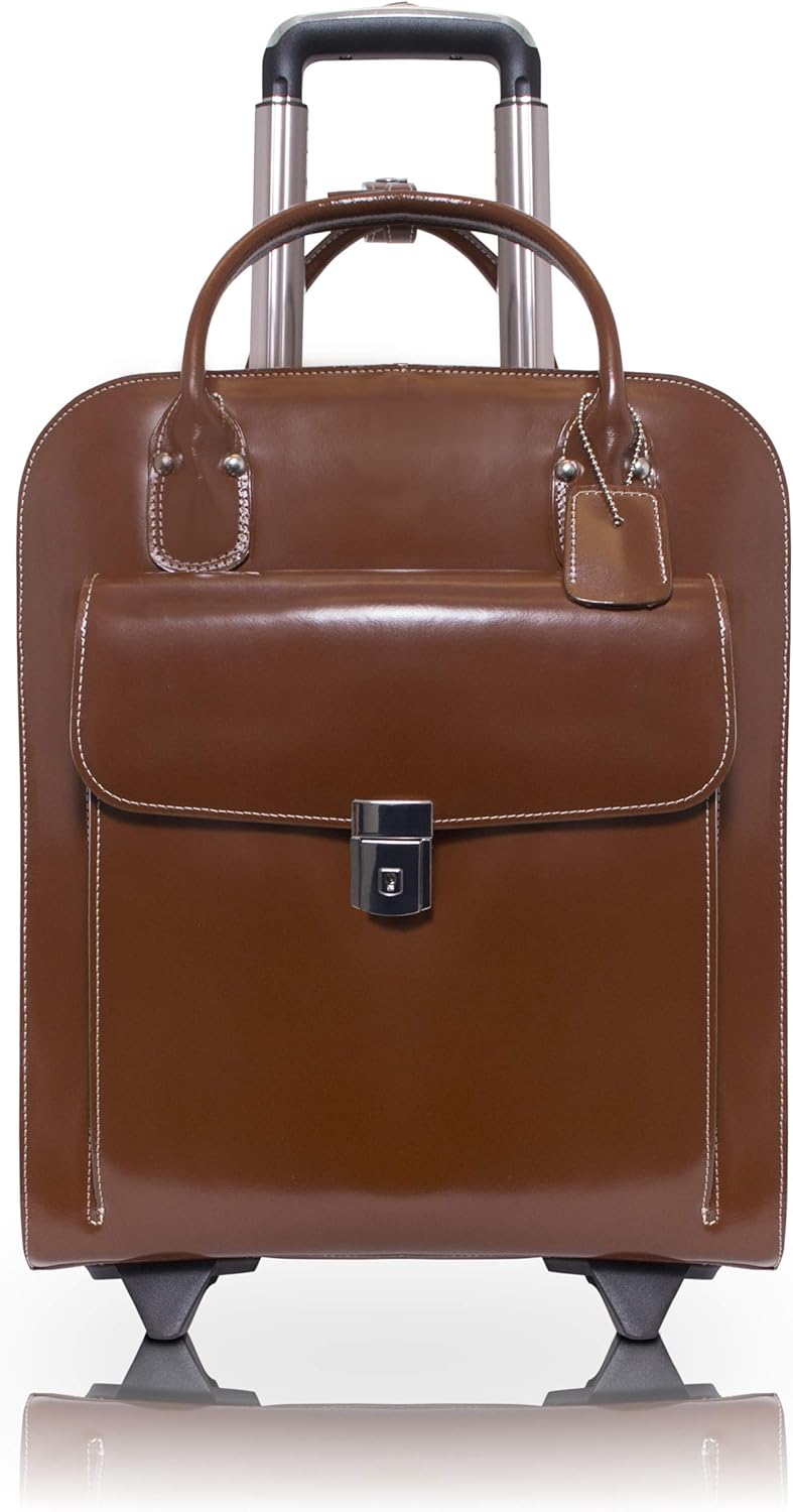 McKlein, L Series, Uptown, Top Grain Cowhide Leather, 15" Leather Vertical Wheeled Ladies' Laptop Briefcase, Black (97695) : McKlein: Electronics