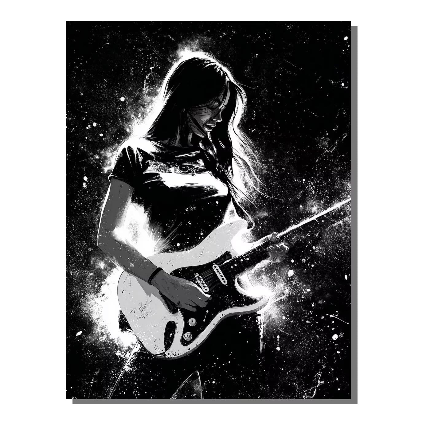 Malowanie diamentami Kompletny zestaw, Kobieta Gitara Malarstwo Diamentowe, 5D DIY Diament Kryształ Górski Haft Haft Malarstwo Malowanie według numerów dla dorosłych, dzieci, dekoracje ścienne