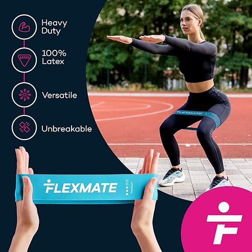 Miniatura 5 de Flexmate - Bandas de resistencia de bucle para entrenar con 5 niveles de resistencia bandas de látex para terapia física fuerza levantamiento de