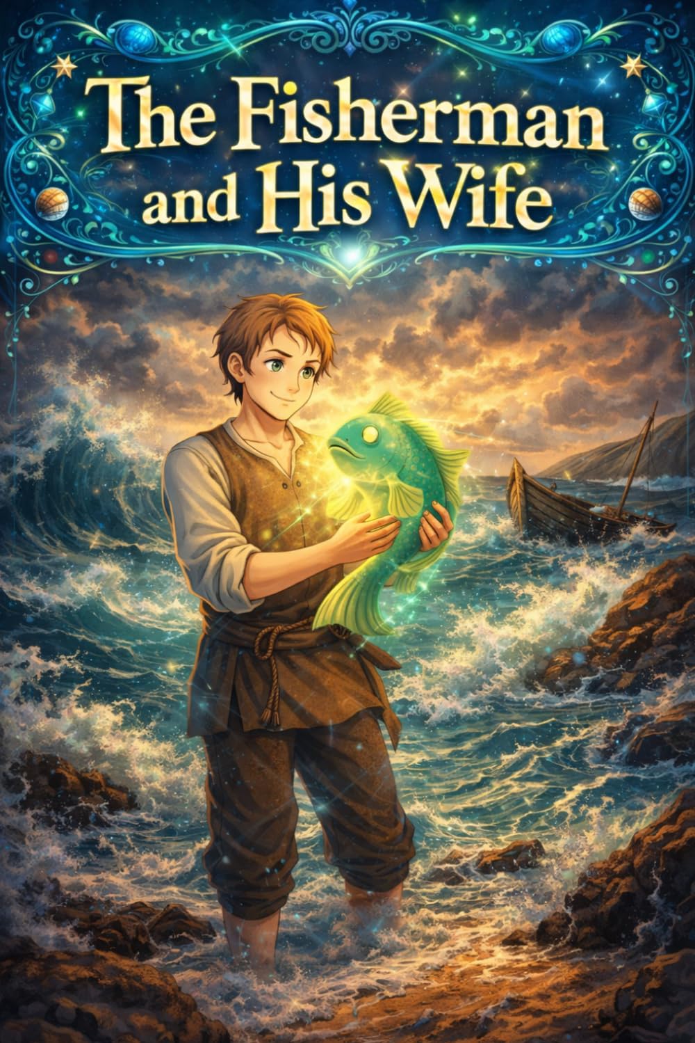 The Fisherman and His Wife: A Classic Grimm Fairy Tale about Wishes Greed and Contentment, Illustrated Story Edition for Relaxed Reading Bedtime Moments and ESL English Learning