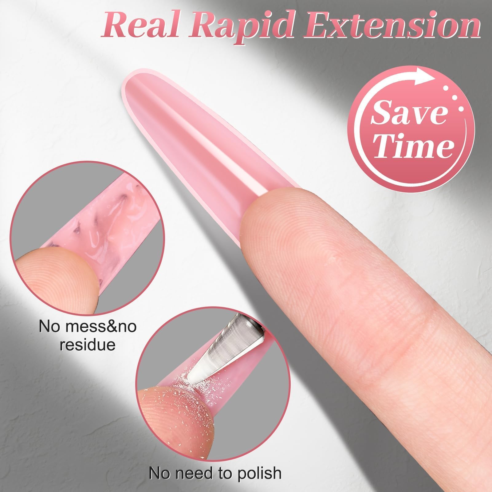 Becellen 180 sztuk Zestaw foremek do paznokci Sandwich Dual Nail Forms, Przezroczyste Dual Tips do przedłużania paznokci z żelem do paznokci, zestaw foremek do poligelu (okrągły kształt konia)
