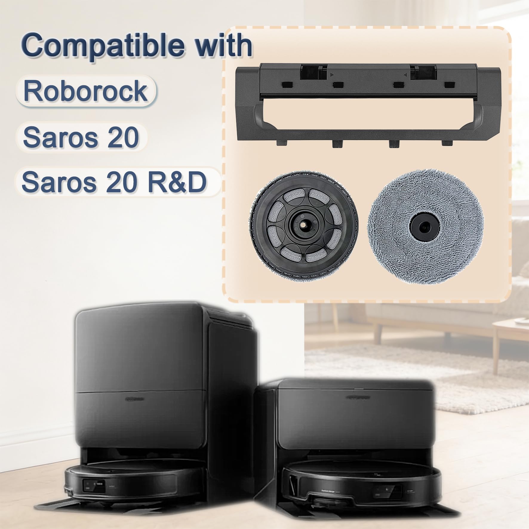 Wymienna osłona szczotki głównej i uchwyt na mopa kompatybilny z Roborock Saros 20, Saros 20 R&D Robot Vacuum Cleaner, akcesoria zamienne
