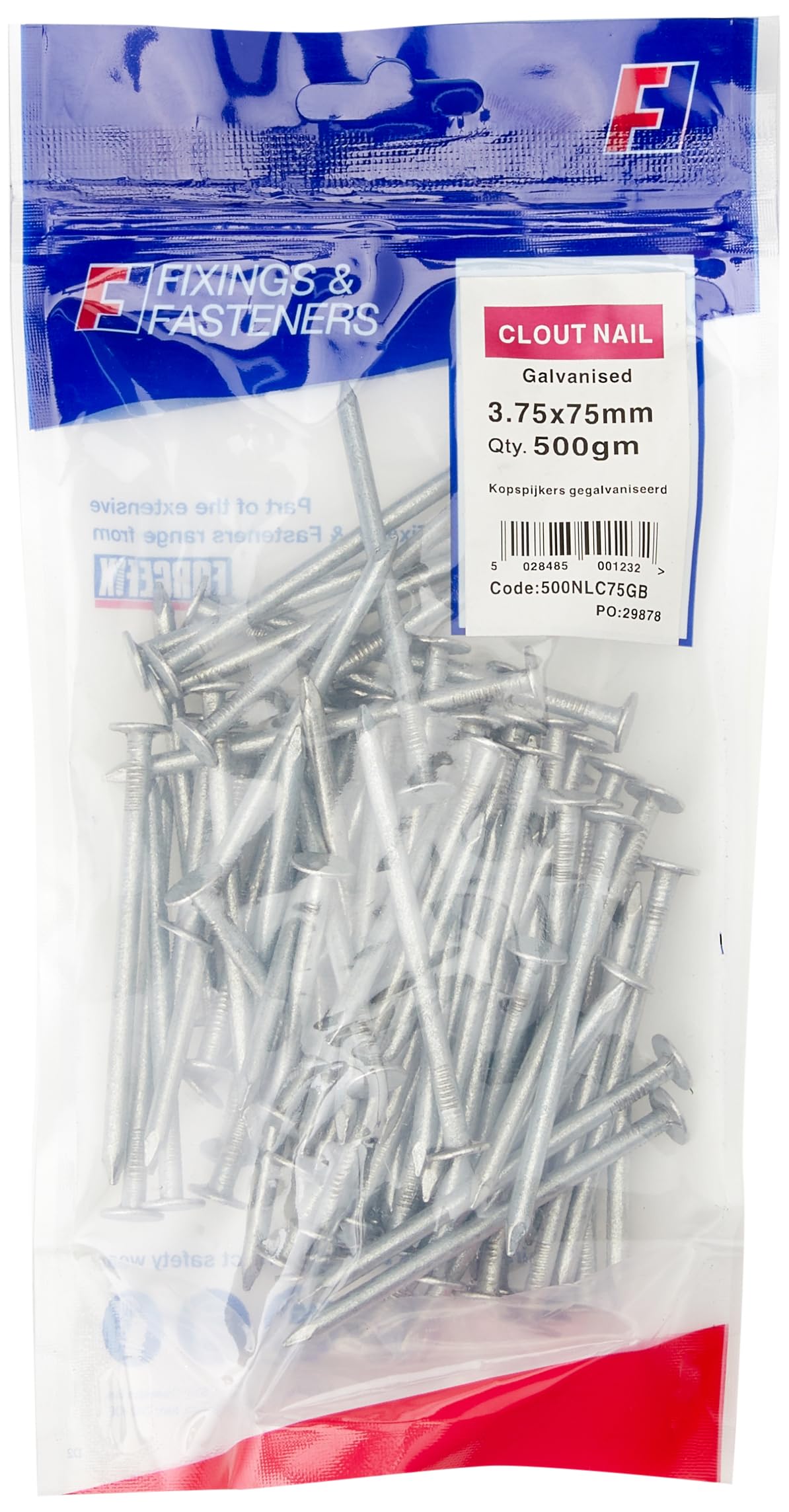 ForgeFix Clout Nails | 3.75 x 75mm | Galvanised | Bag 500gm