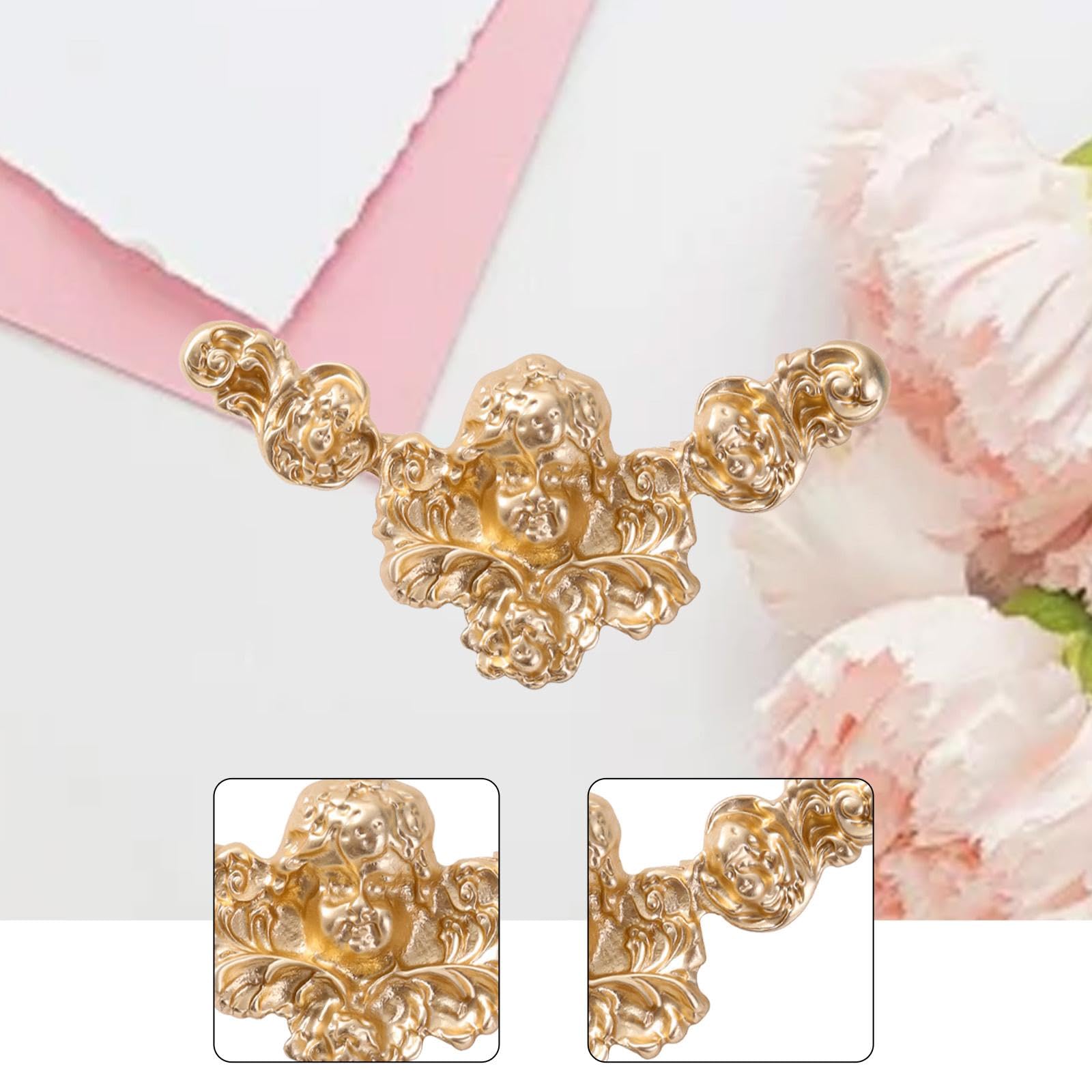 Broche Vintage con diseño de ángel clásico y Cabeza Humana, 6 cm, aleación de Zinc, Oro Mate, para Solapa, Ideal para Trajes, Abrigos, Sombreros y Bolsos.
