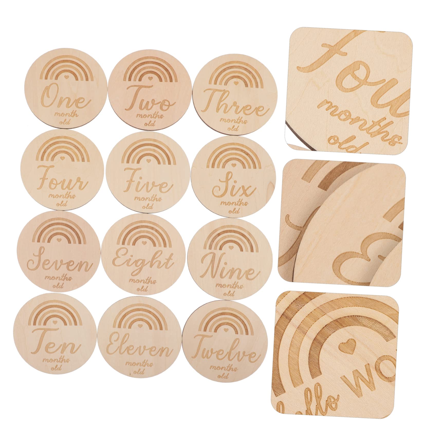 VICASKY 13pcs Wooden Milestone Cards Age Milestone Sign for Newborn Birth Announcement