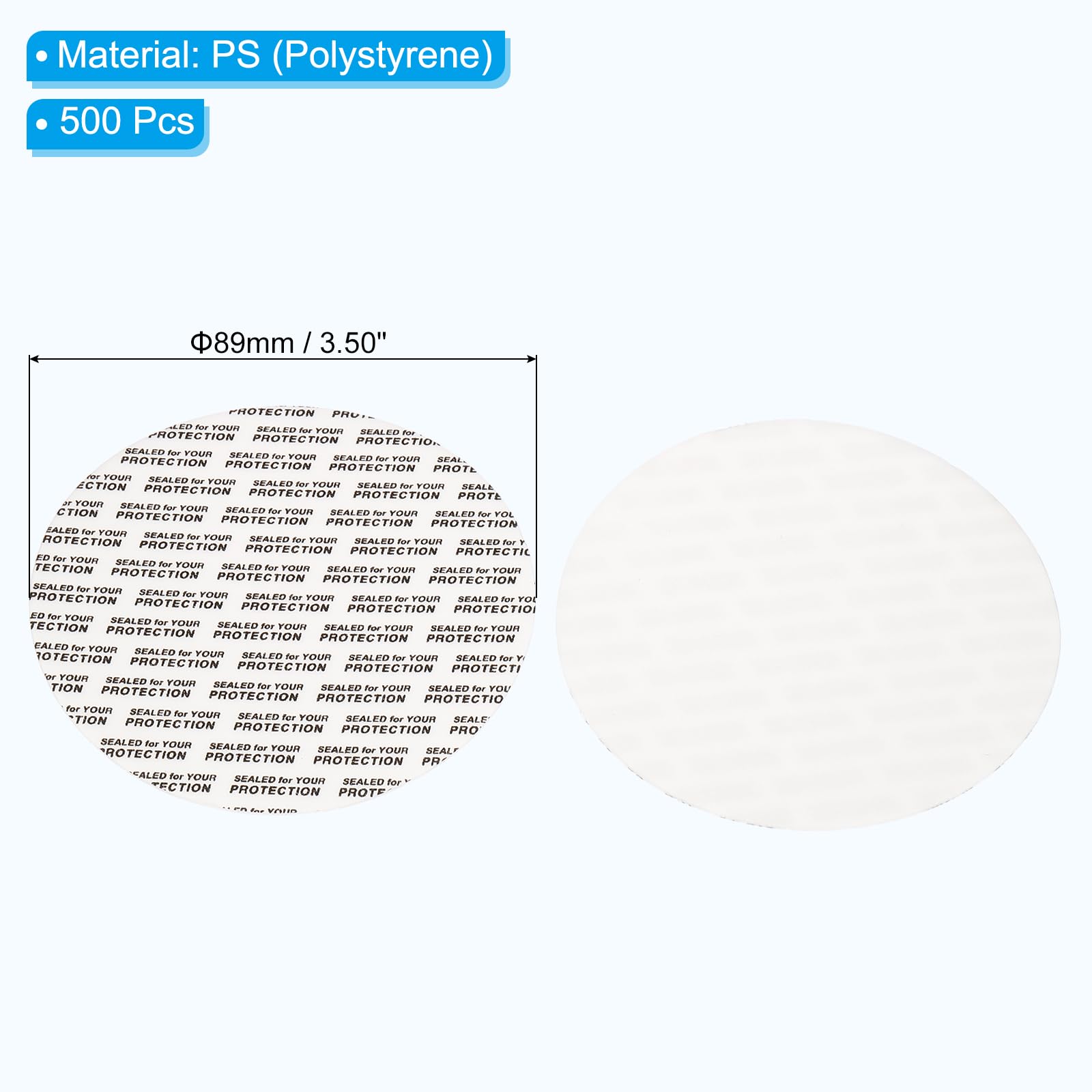 PATIKIL 89mm/3.5Zoll Druckempfindliche Dichtung 500 Stück Klebende PS Schaumstoff Deckel Dichtungen Resistente Manipulation Für Kunststoff Glas Gefäß Flaschenverschluss Dichtungen