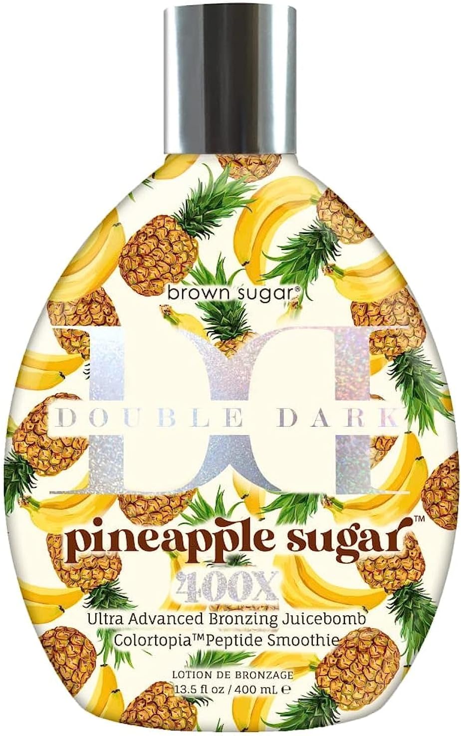 Brown Sugar Pineapple Sugar 400X Ultra Advanced Double Dark Bronzing Juicebomb Tanning Lotion 13.5oz – Tropical Pineapple Blend with Skin Hydrators & Tattoo Enhancers