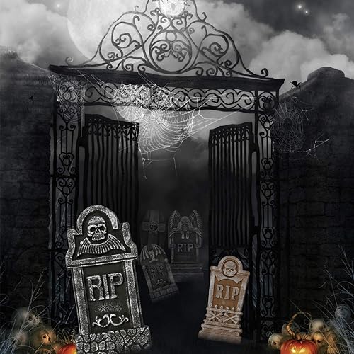 Miniatura 2 de Sunnyglade Juego de 5 lápidas de cementerio de espuma de Halloween para decoraciones de césped de Halloween