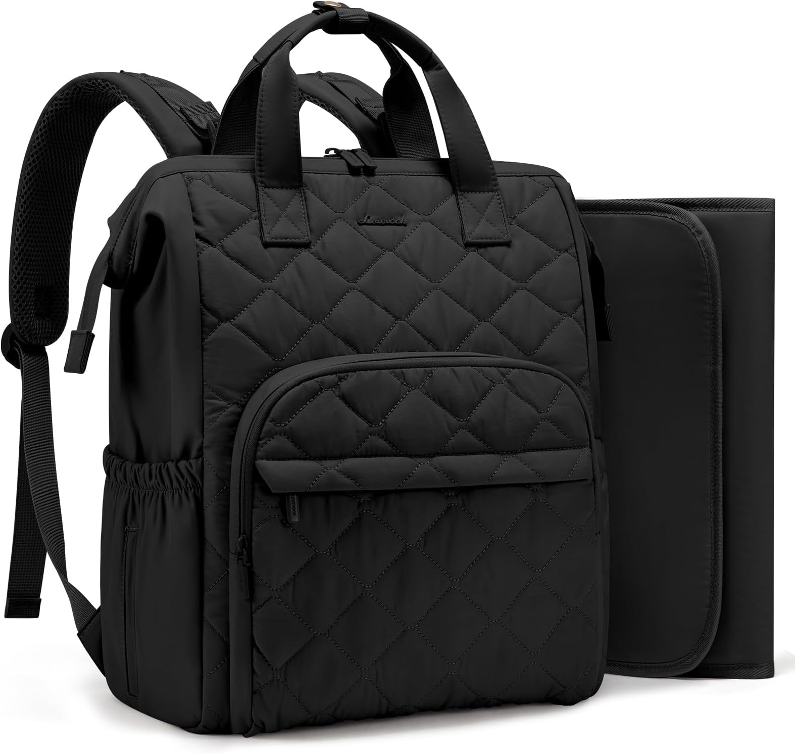 Small Diaper Bag Backpack, Mini Baby Bag for Girl Boy with Changing Pad, Diaper Backpack for Mom Dad with Stroller Buckles, Black