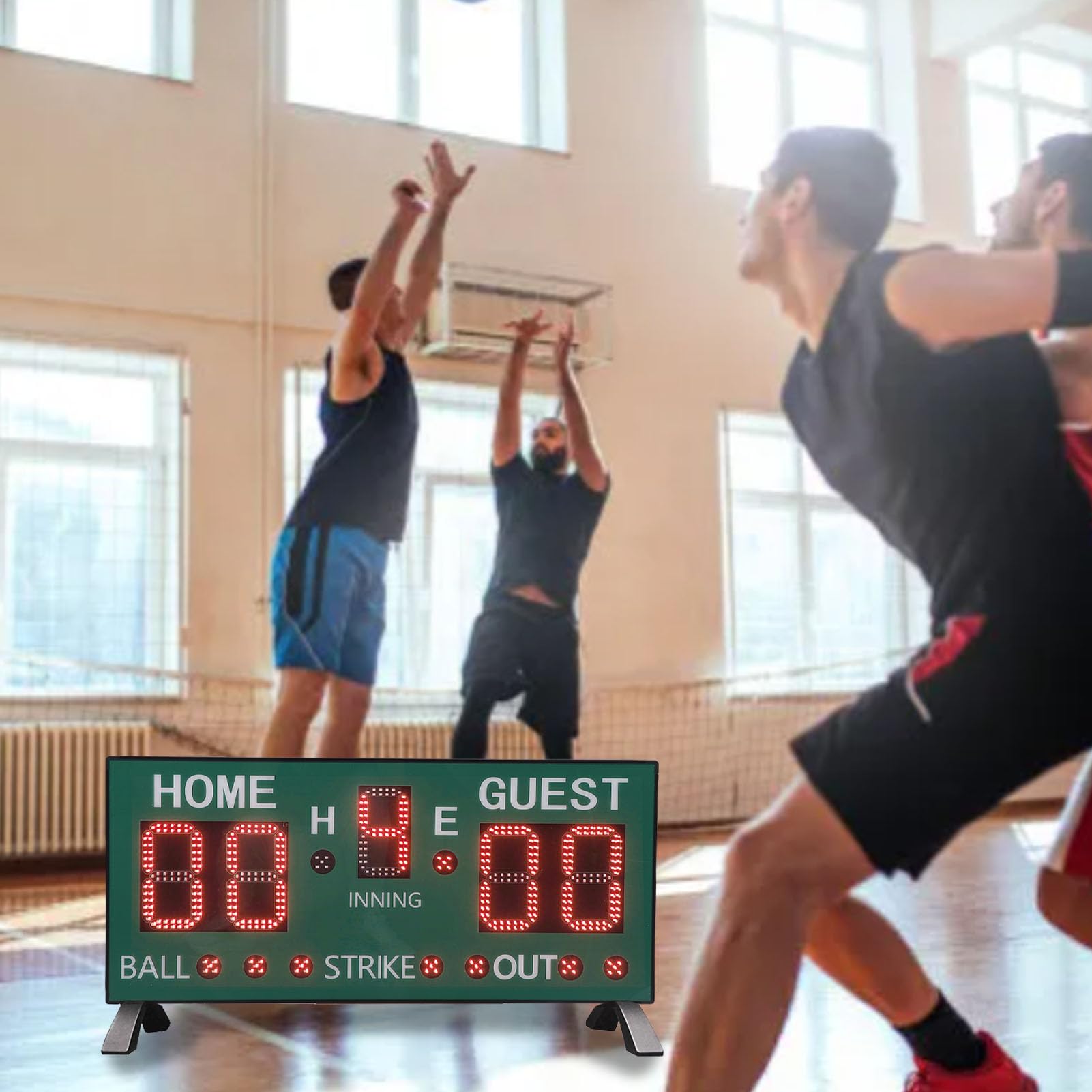 aqxreight Elektronische Baseball-Anzeigetafel mit Fernbedienung, 5-stelliges LED-Display für Klare Sicht, Digitaler Softball- und Basketball-Ergebnisanzeiger für Spiele Im Innen- und Außenbereich
