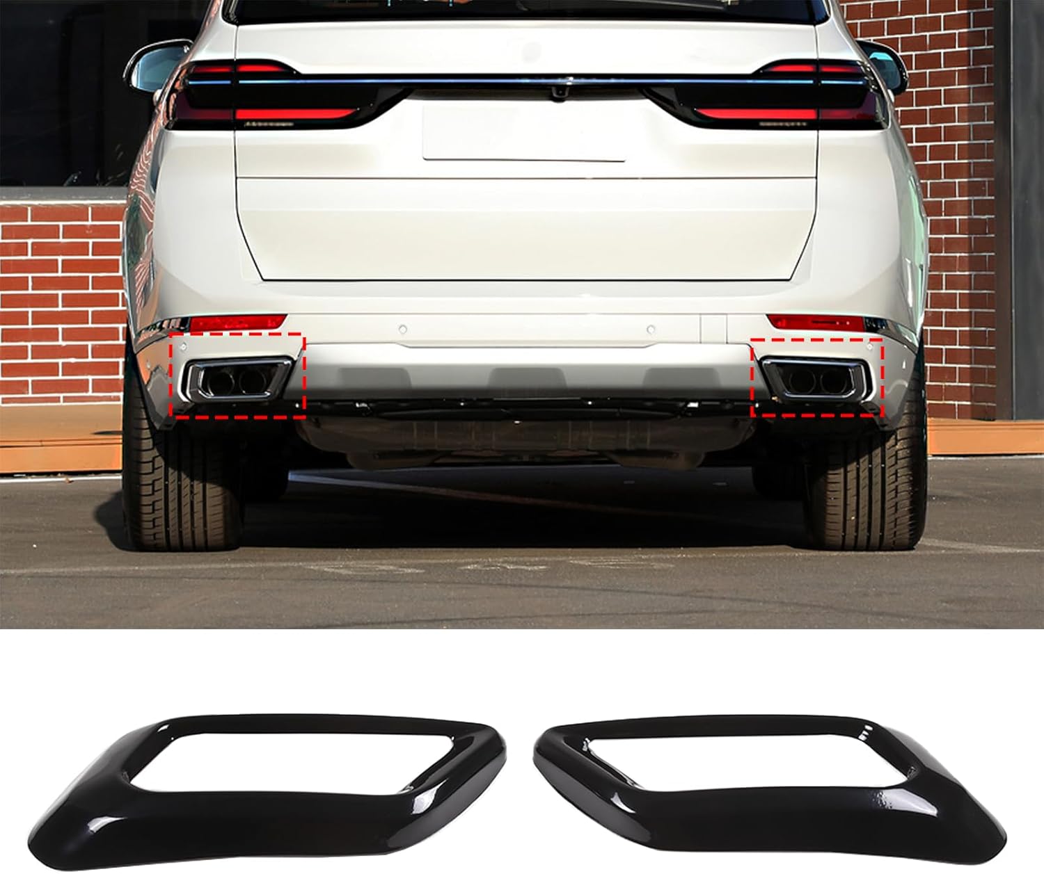 Tailpipe Exhaust Muffler Tail Pipe Cover Trim Decal Exterior Accessories Compatible with BMW X5 X7 2019-2024 Tail Pipe Trim (Black)