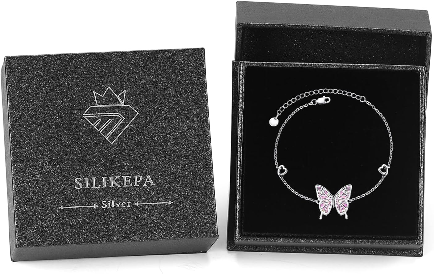 Butterfly Bracelet for Women 925 Sterling Silver Butterfly Bracelet Adjustable Bracelet with Opal/Abalone Butterfly Jewelry Gift for Women