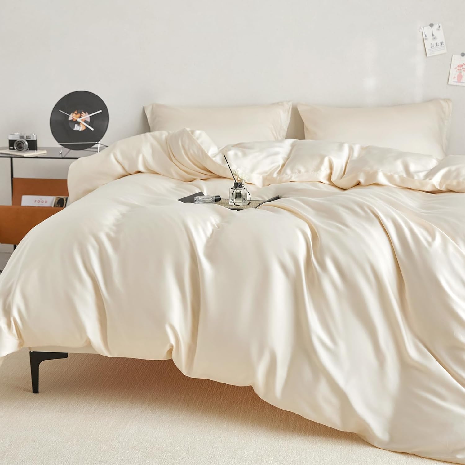 King Size Tencel Duvet Cover Set 3-Piece - 100% Lyocell Bedding Set, Silky Smooth & Hypoallergenic, Temperature Regulating for Hot Sleepers (Beige, 104x90 Inches) - Image 3