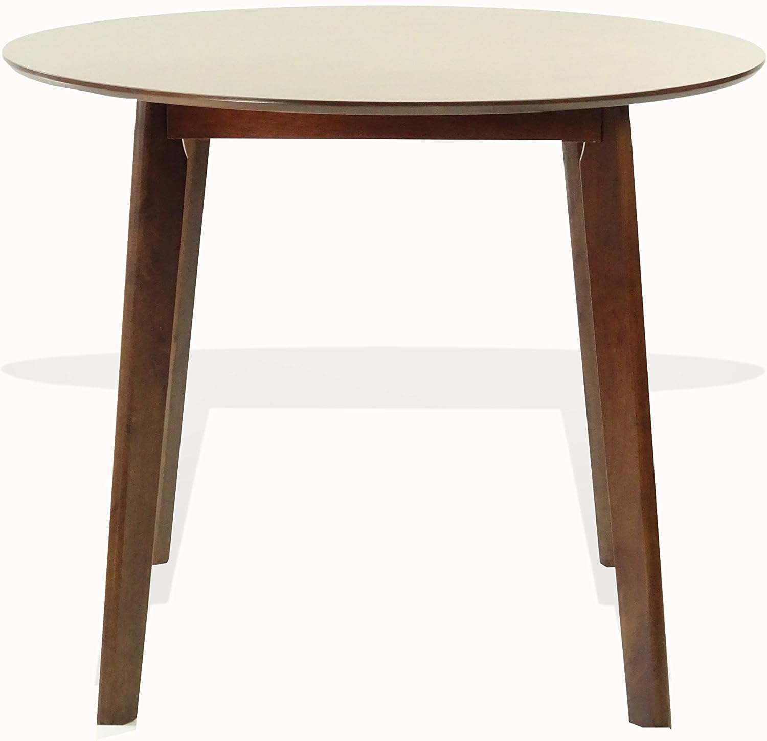 Set of 3 Dining Kitchen Round Table and 2 Yumiko Side Chairs Solid Wood w/Padded Seat Medium Brown - Table & Chair Sets