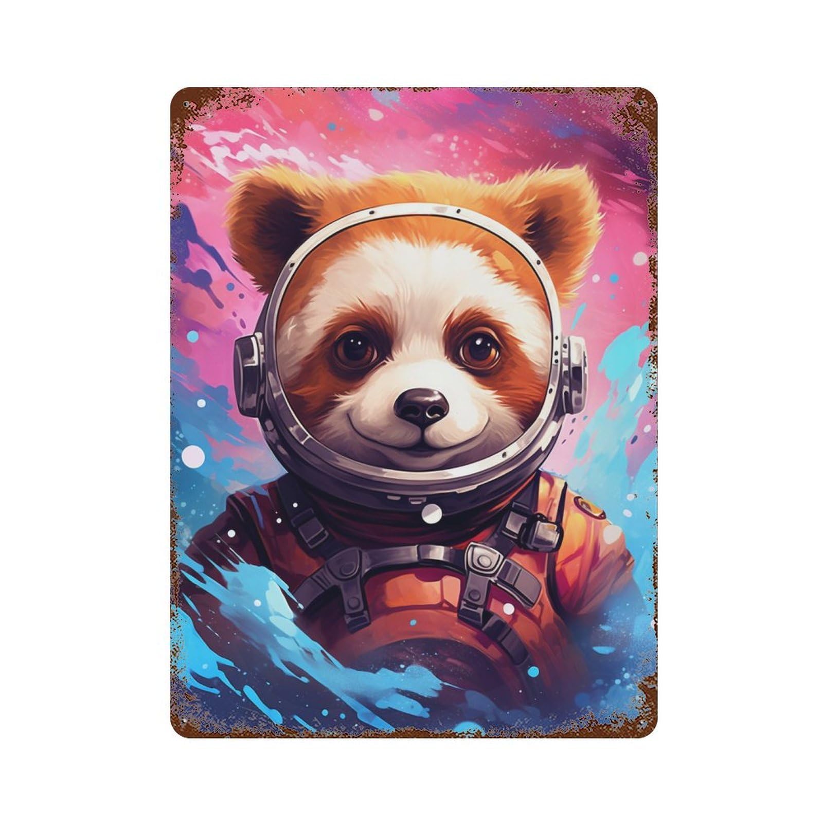 Garage Style Panda Astronaut Space Suit-10 Decorative Tin Sign 15.7"x11.8", Novelty Wall Decor for Bar And Workshop