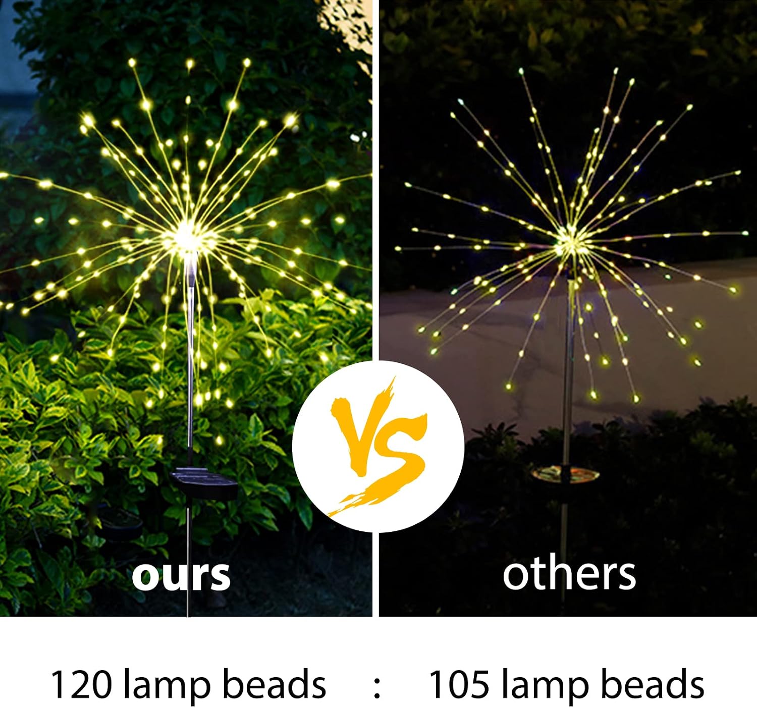 Christmas Solar Garden Firework Lights Outdoor Waterproof 6 Pack Solar Powered Art Stake Twinkle Lighting for Outside Decor, 120 LED Warm White image 5
