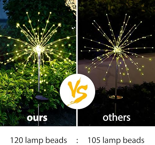 Miniatura 7 de Luces solares de fuegos artificiales para jardín, impermeables, paquete de 2 unidades, energía solar, estaca de arte, iluminación parpadeante para