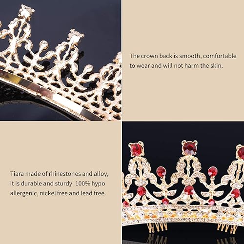 Miniatura 6 de COCIDE - Tiara y corona de oro oscuro para mujer, coronas de boda de cristal para novias con peine para mujeres, diadema para niñas con diamantes de